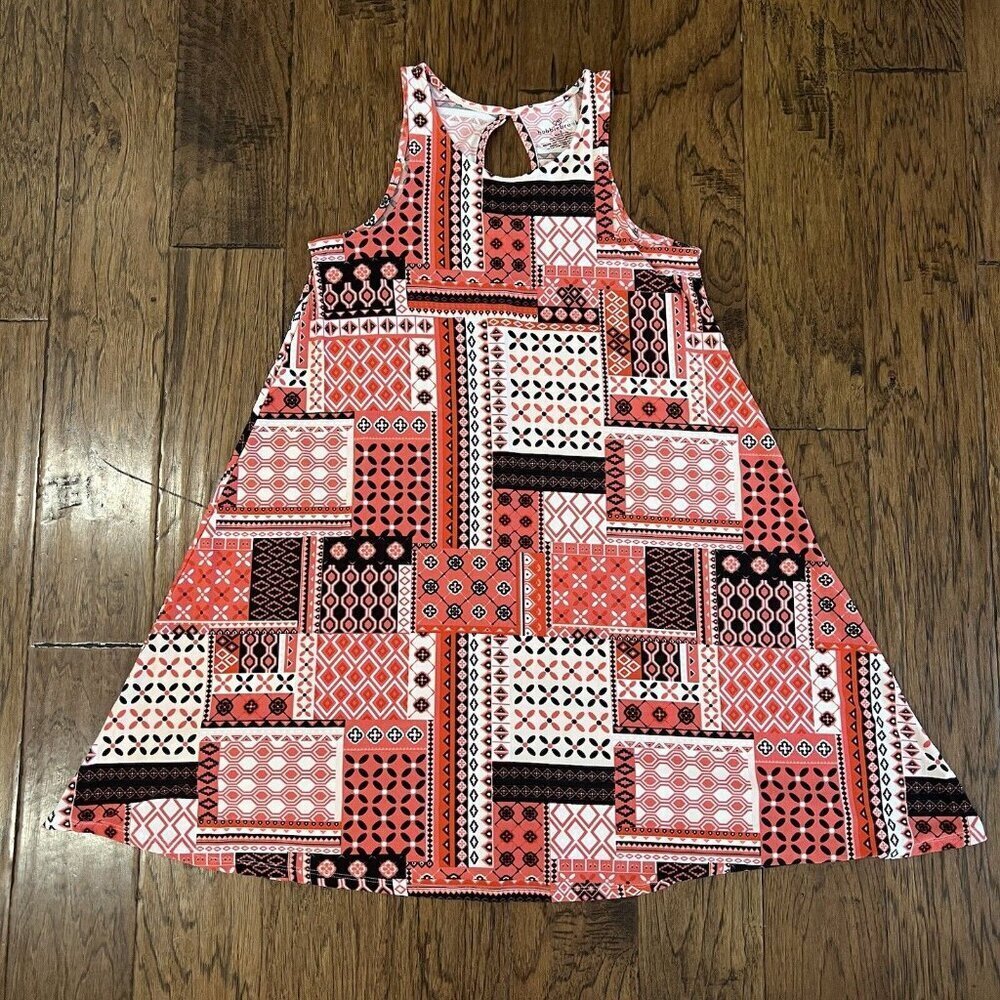 Bobbie Brooks Sleeveless Knit Dress Small Soft Casual Summer Patchwork Print S - Picture 9 of 14